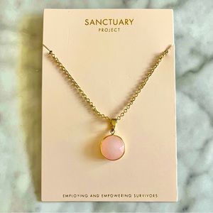 Sanctuary Project Gold and Pink Quartz Serenity Necklace NWT